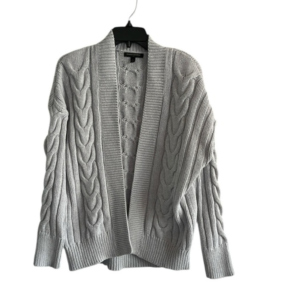Banana Republic Gray Cable Knit Cardigan Open Front Size Small